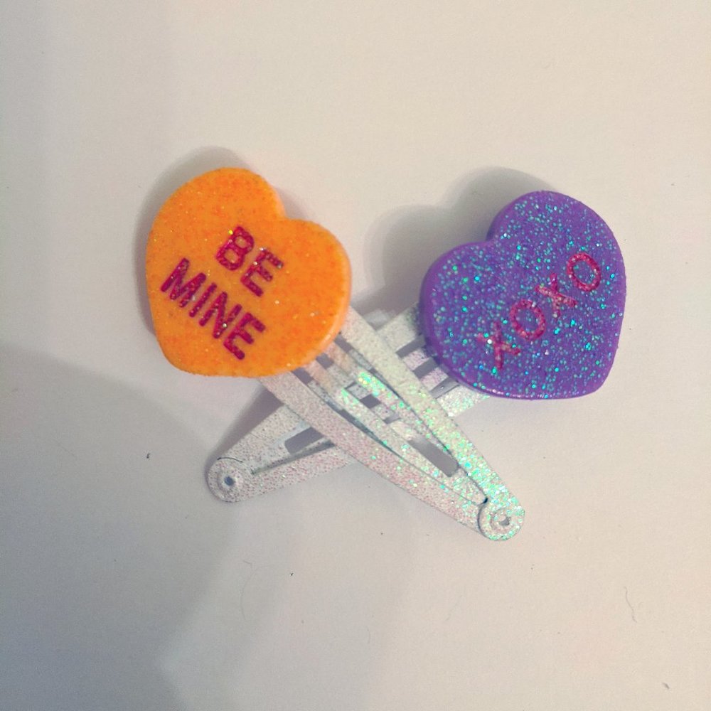 *3 for 20! Cute Glitter Heart Candy Hair Clips